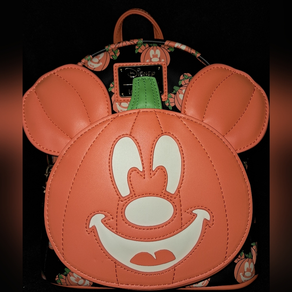 Mickey Pumpkin GITD Loungefly Mini Backpack